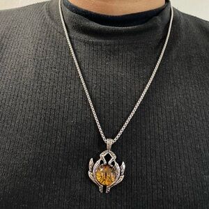 Stainless Steel Gothic Punk Evil Eye Skull Pendant Necklace